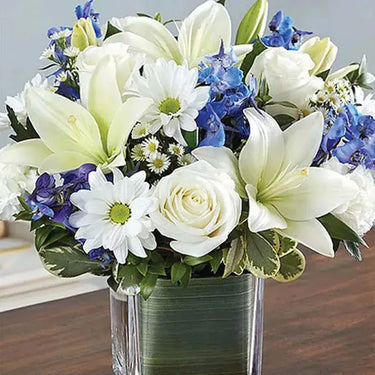 Blue White Floral Vase Arrangement